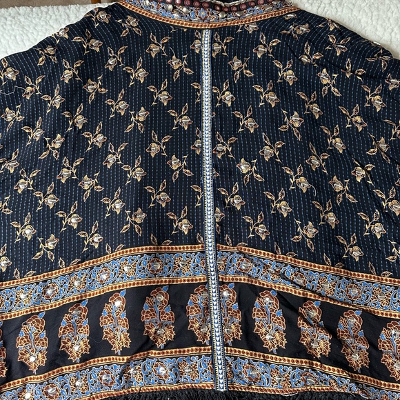 Free People Embroidered Dark Blue Jacket with Floral Accents - Picture 2 of 7